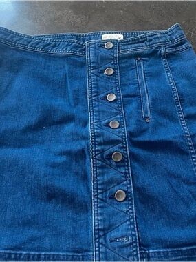 Carlisle Dark Blue Button-Front Denim Skirt